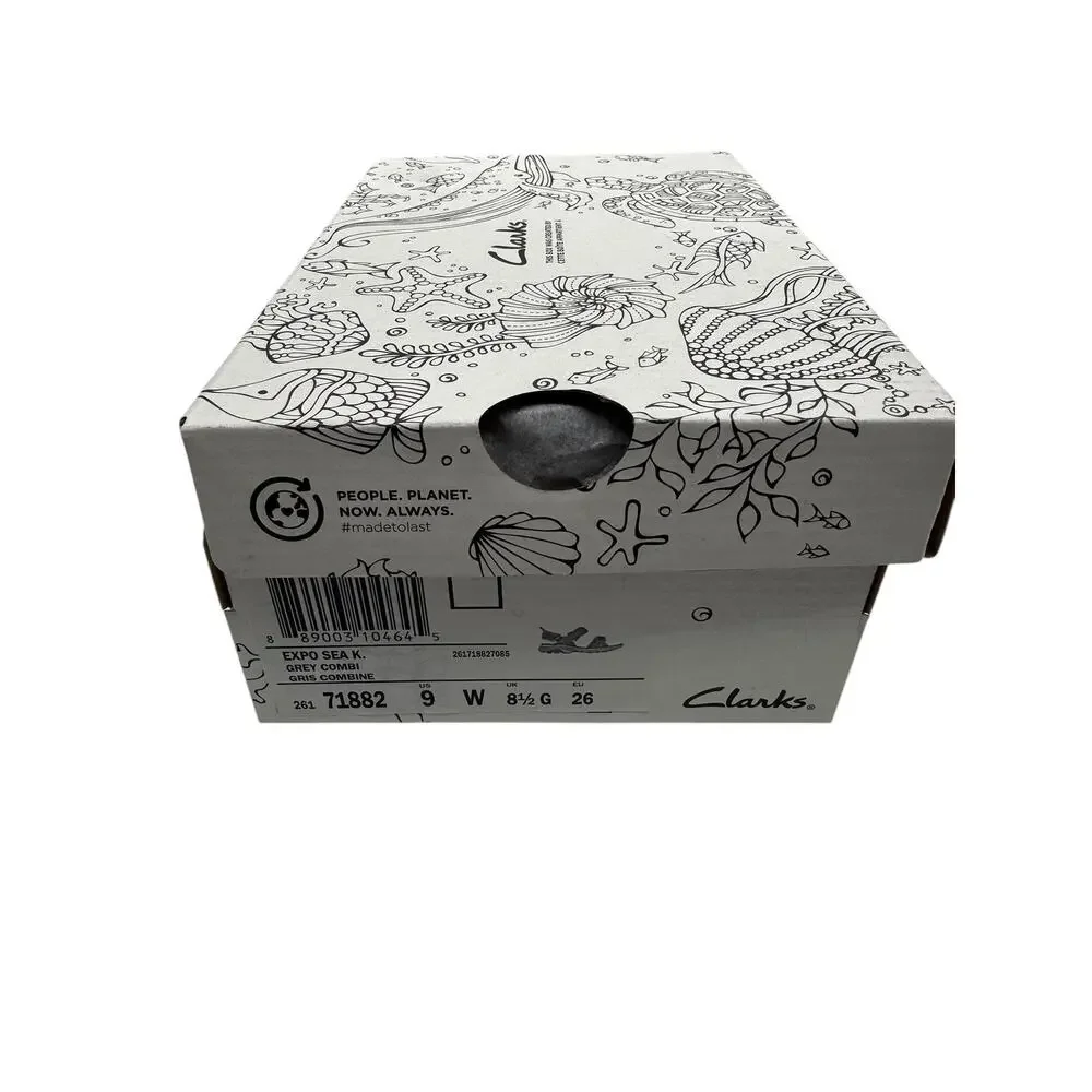 Clarks Girls Expo‎ Sea K. Sport Sandal, Grey Combi, 9 Wide Big Kid